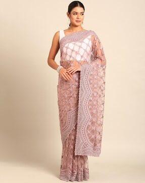 women embroidery & embellished saree with blouse piece