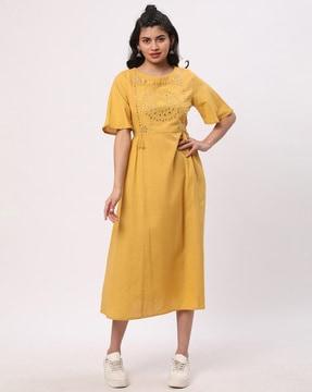 women embroidery a-line dress