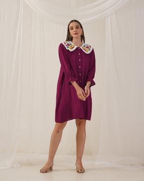 women embroidery a-line dress