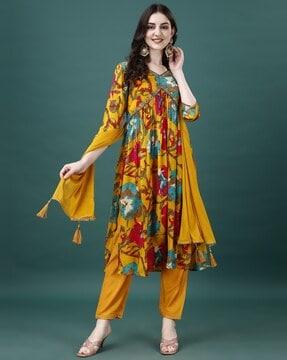 women embroidery a-line kurta set with dupatta