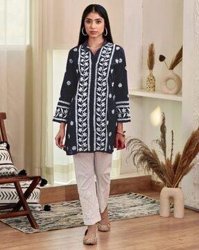 women embroidery a-line tunic