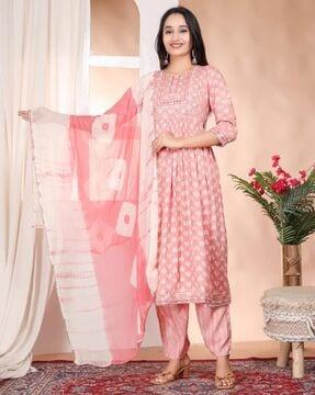 women embroidery anarkali kurta set with dupatta