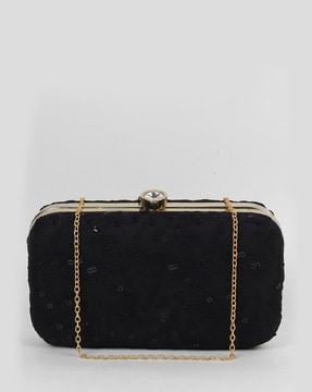 women embroidery clutch with chain strap