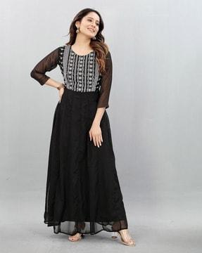 women embroidery gown dress