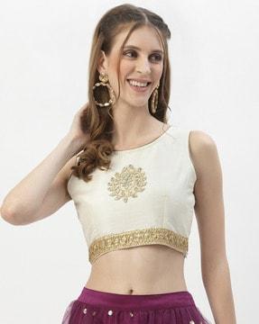 women embroidery side open blouse