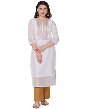 women embroidery straight kurta set