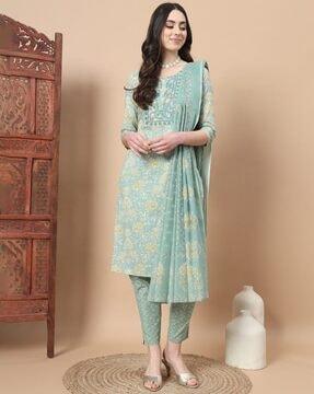 women embroidery straight kurta set