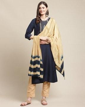 women embroidery straight kurta suit set