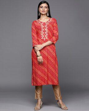 women embroidery straight kurta