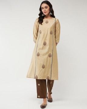 women embroidery straight kurta