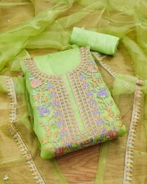 women embroidery unstitched dress material