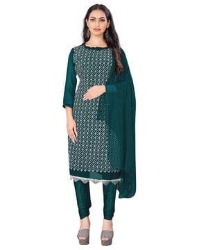 women embroidery unstitched top bottom dress material with dupatta