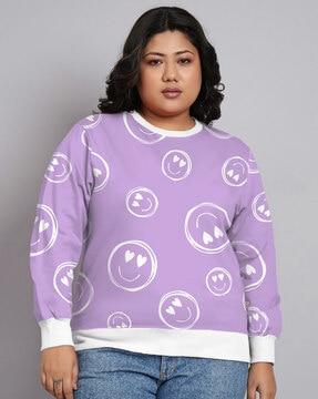 women emoji print regular fit sweatshirt