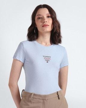 women essential logo print slim fit round-neck t-shirt