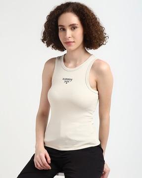 women essential logo slim fit tank top