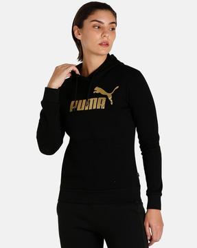 women essentials+ metallic logo regular fit hoodie