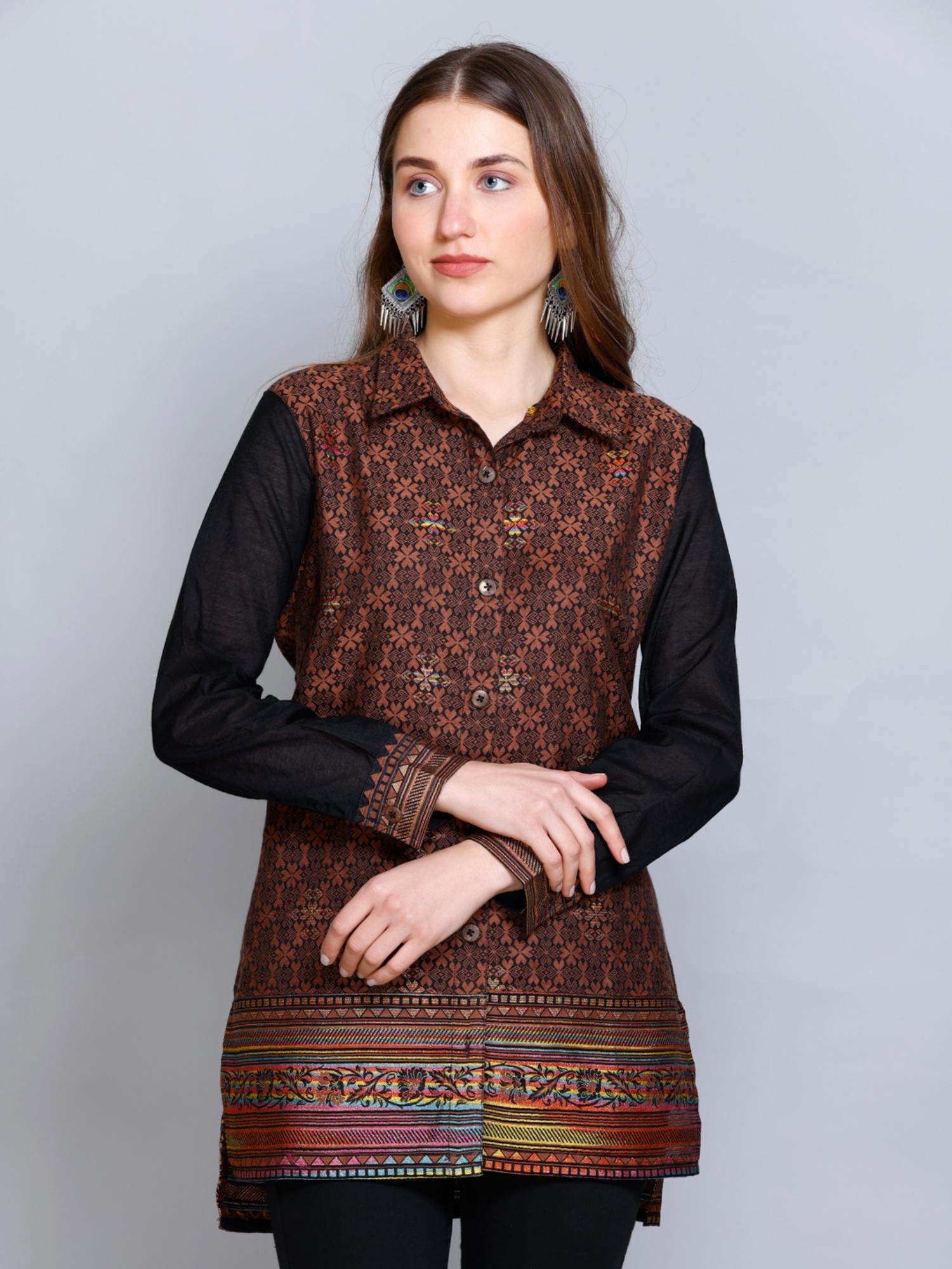 women ethnic wear cotton silk kurti black