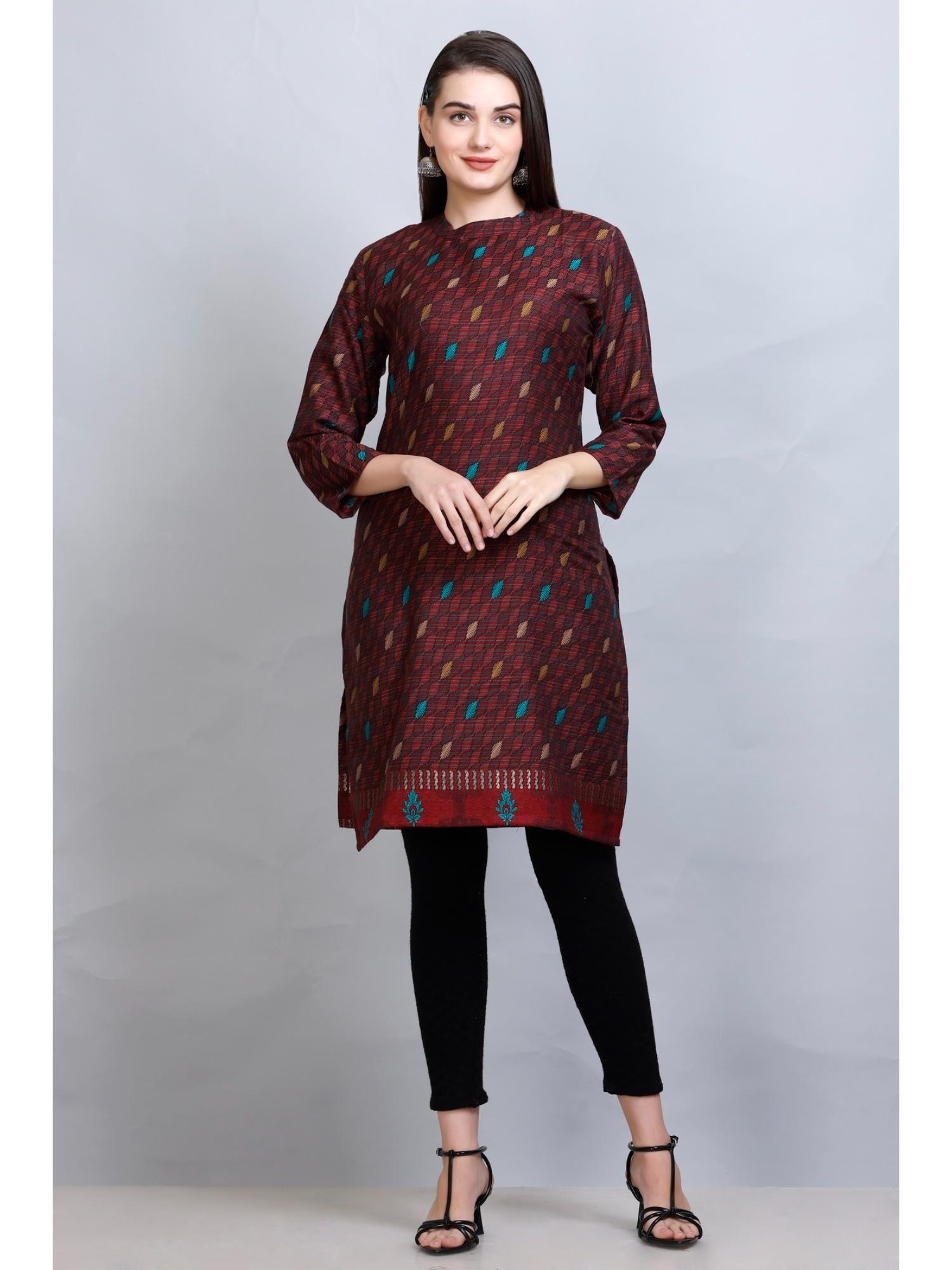 women ethnic wear cotton silk kurti maroon