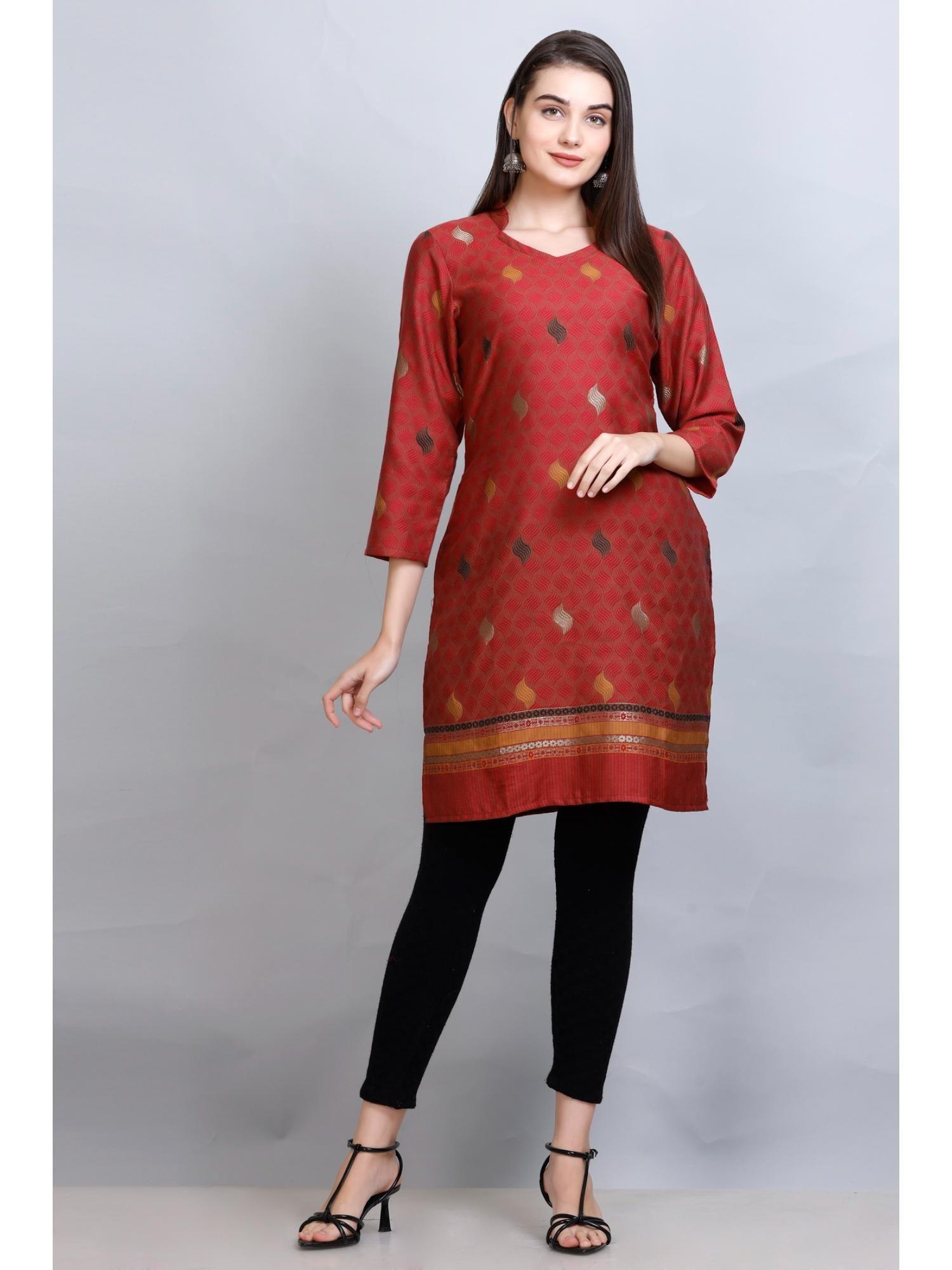 women ethnic wear cotton silk kurti maroon