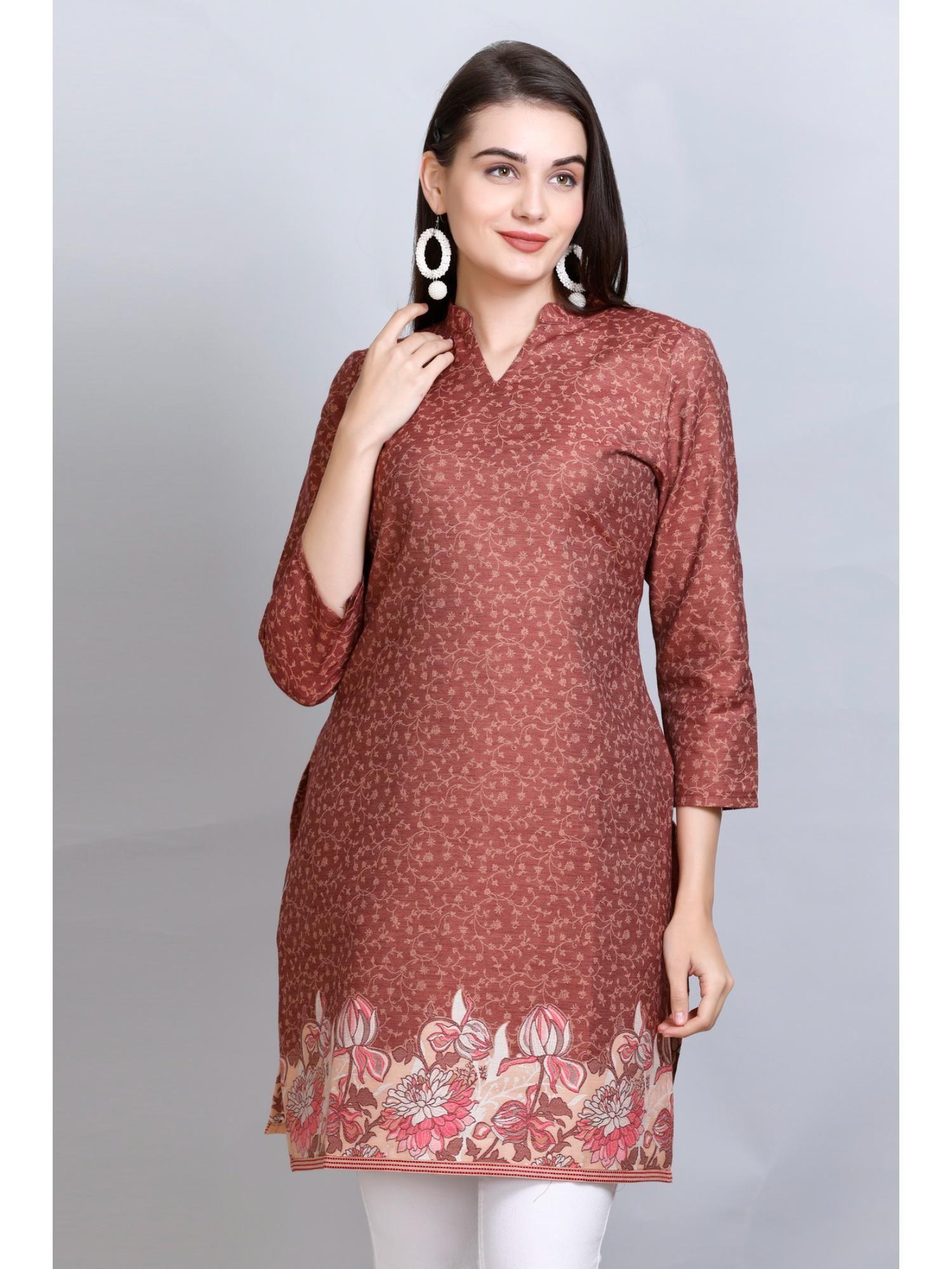 women ethnic wear cotton silk kurti maroon