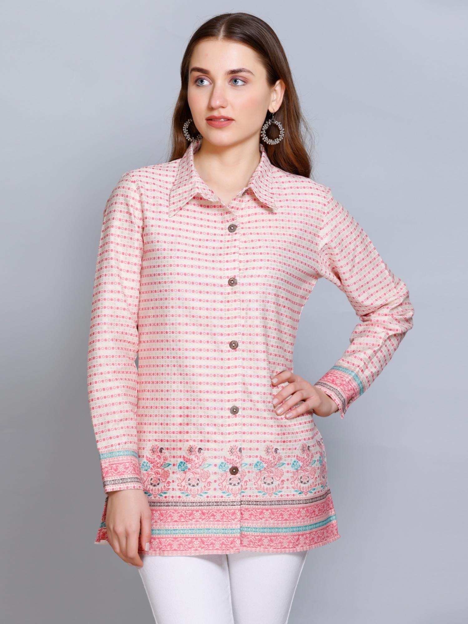 women ethnic wear cotton silk kurti pink