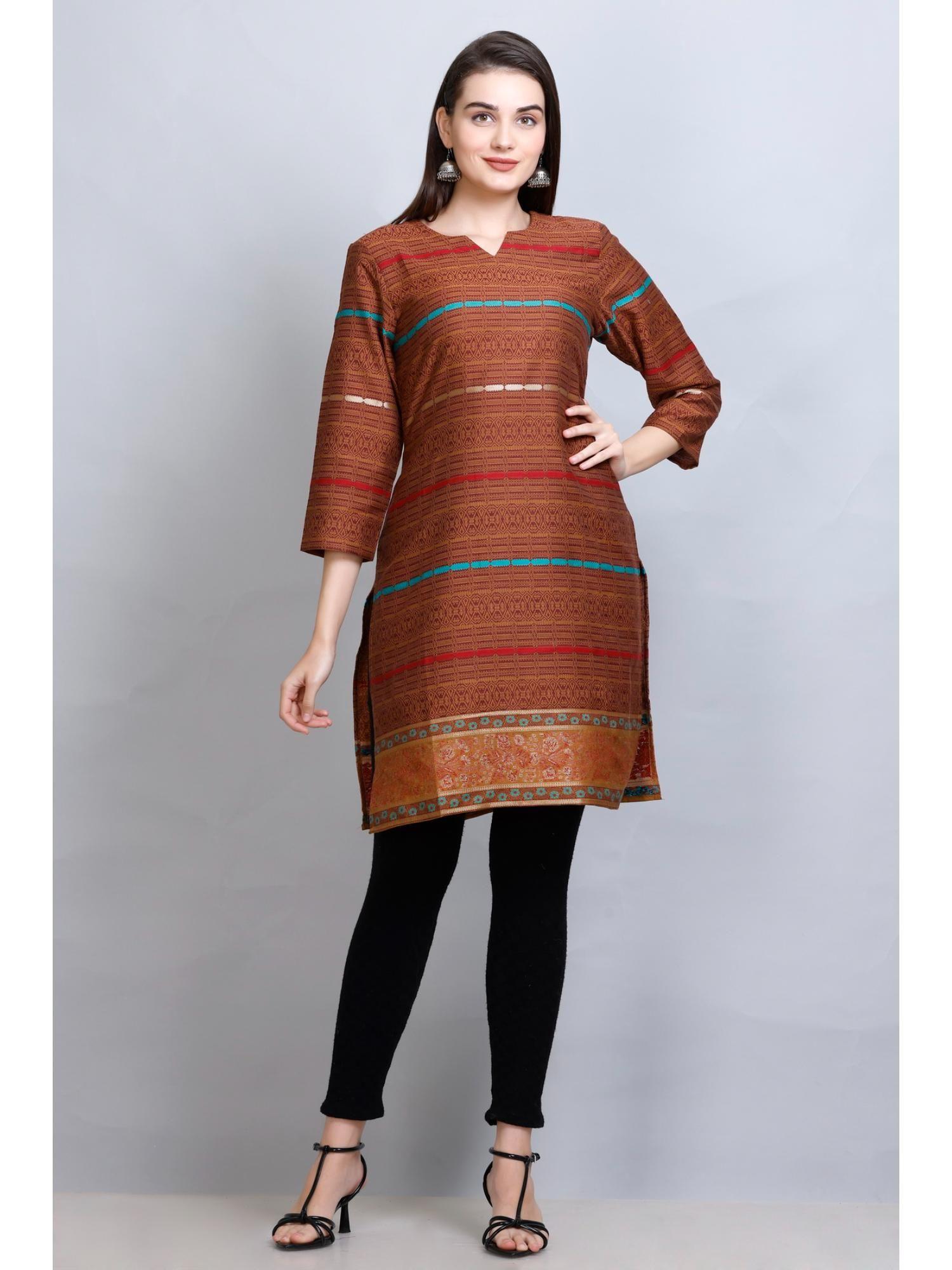 women ethnic wear cotton silk kurti rust