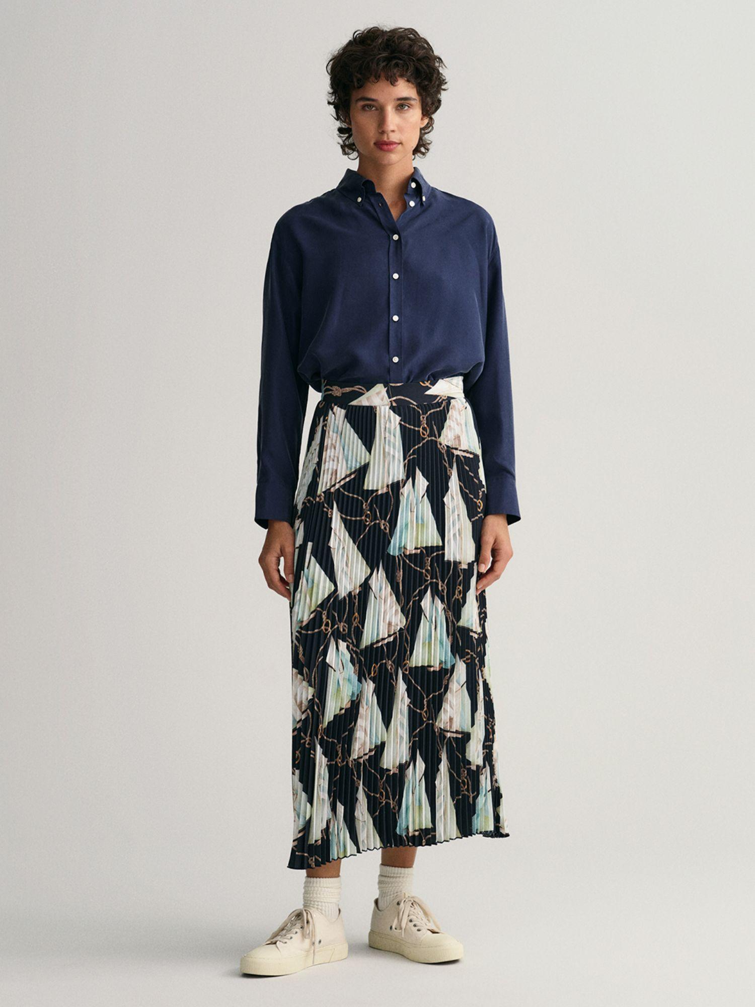 women evening blue sailing print skirt