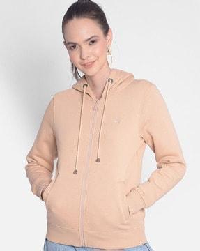 women extra slim fit zip-front hoodie