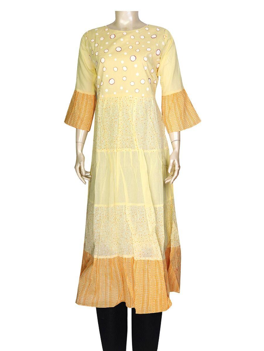 women fancy yellow long tops - ekm