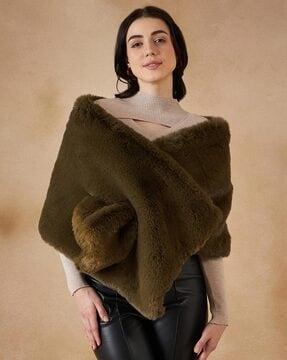 women faux fur cape