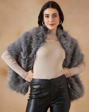 women faux fur cape