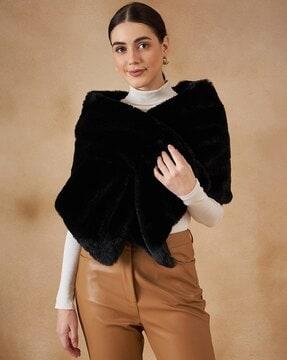 women faux fur cape