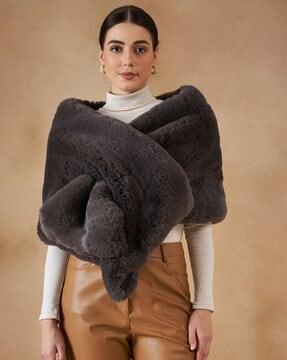 women faux fur cape