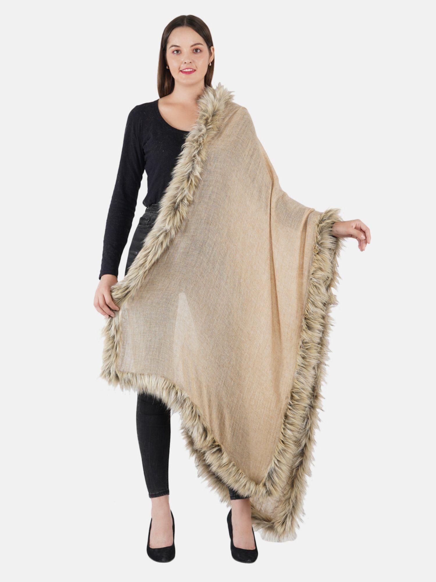 women faux fur on all four sides wool stole