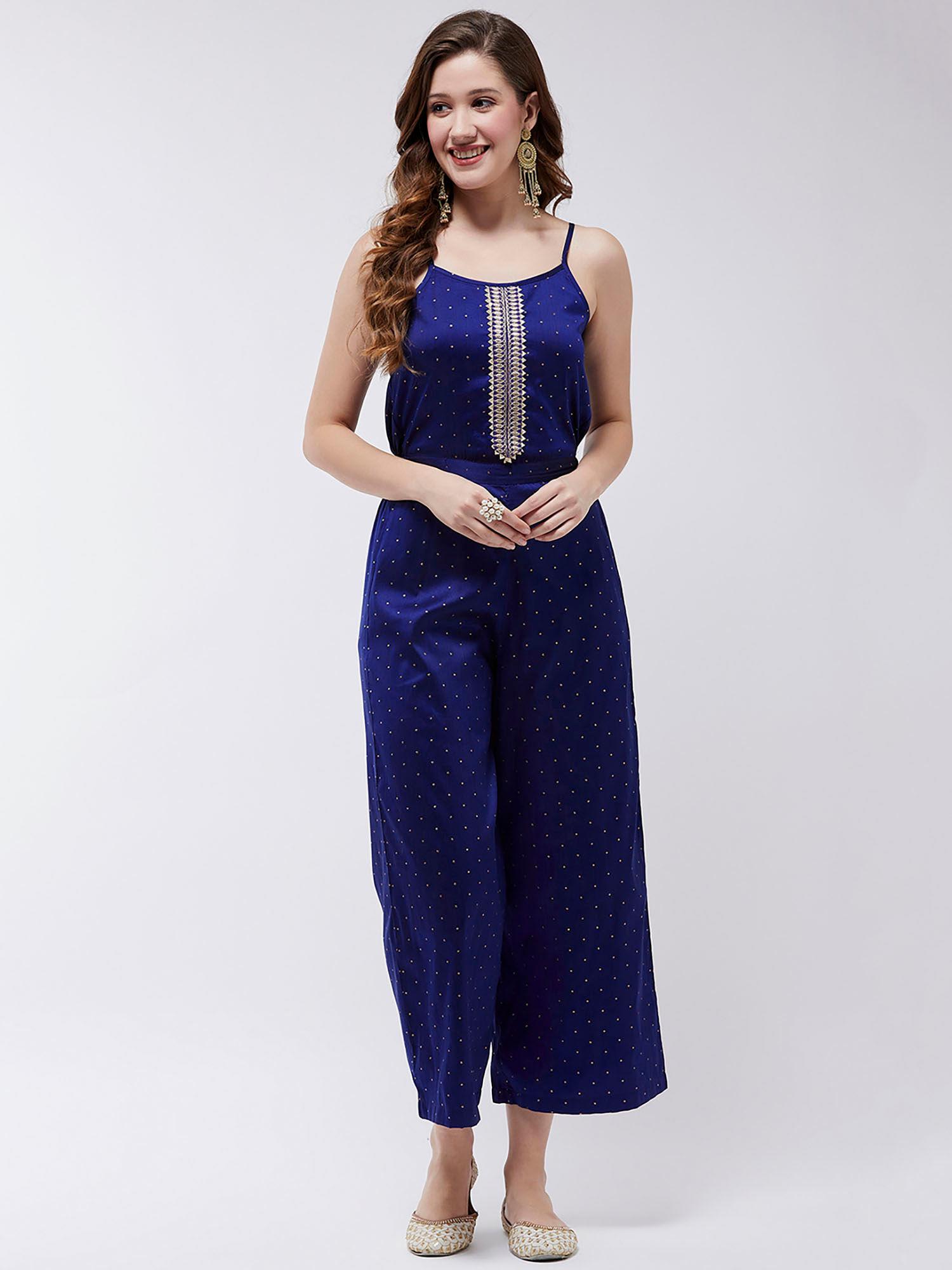 women festive buta embroidery jumpsuit with lace