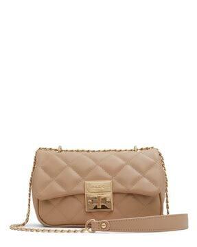 women fey quilted sling bag with chain strap