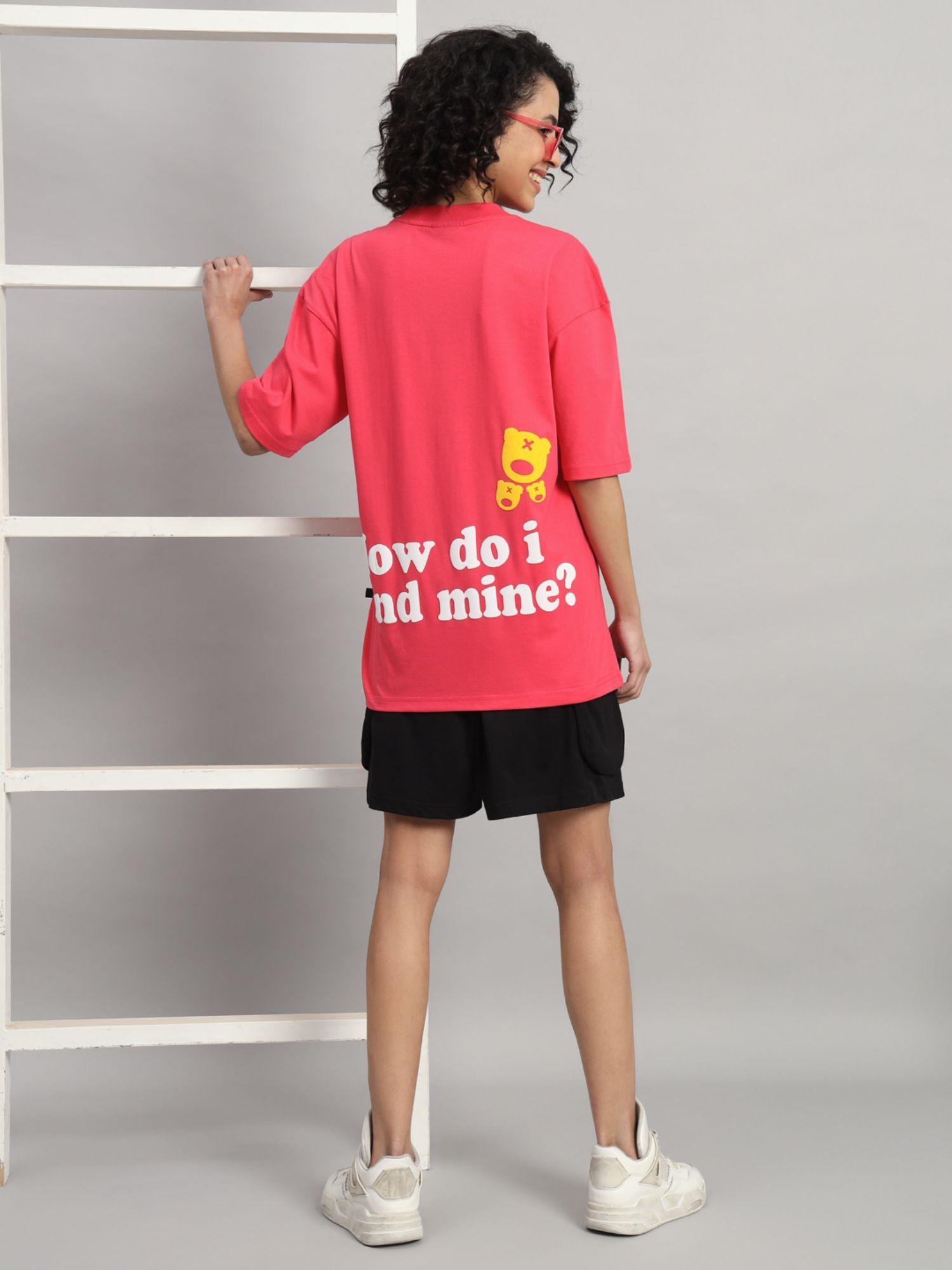 women find mine ? pink t-shirt and shorts (set of 2)