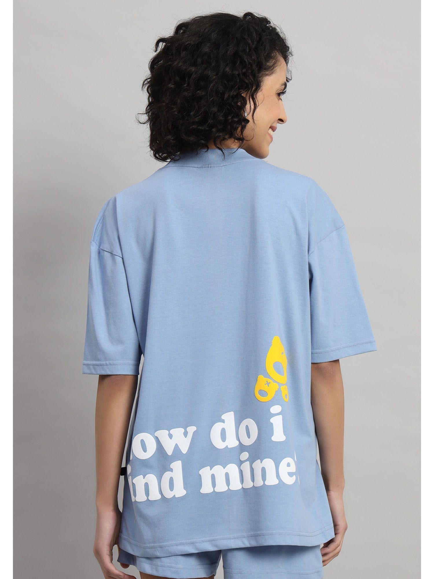 women find mine oversized sky blue t-shirt