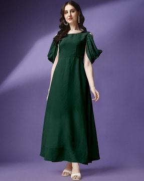 women fit & flare dress with bell sleeves
