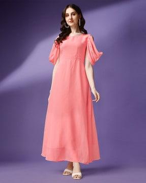 women fit & flare dress with bell sleeves