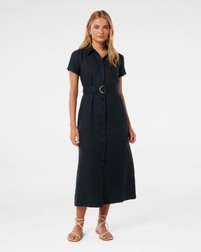 women fit & flare dress with belt