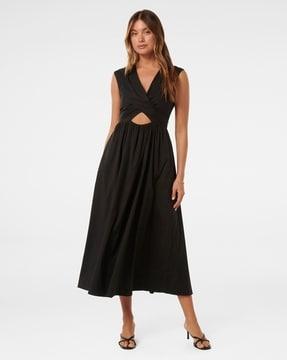 women fit & flare dress with cut-out detail