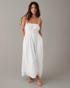 women fit & flare maxi dress with strappy sleeves