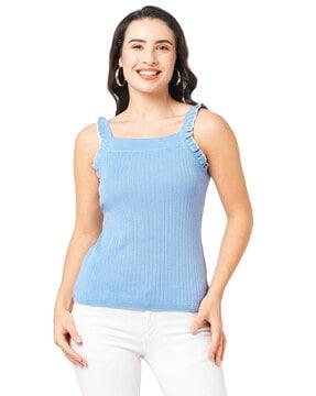 women fitted camisole with strappy sleeves