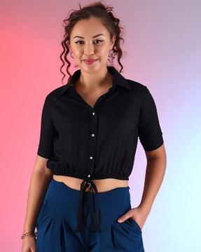 women fitted crop shirt