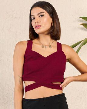 women fitted crop top with cut-outs