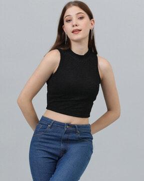 women fitted high-neck top