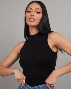 women fitted high-neck top