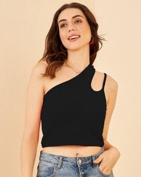 women fitted one-shoulder top
