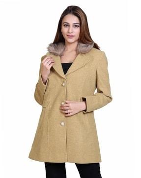 women fitted peacoat with flap pockets